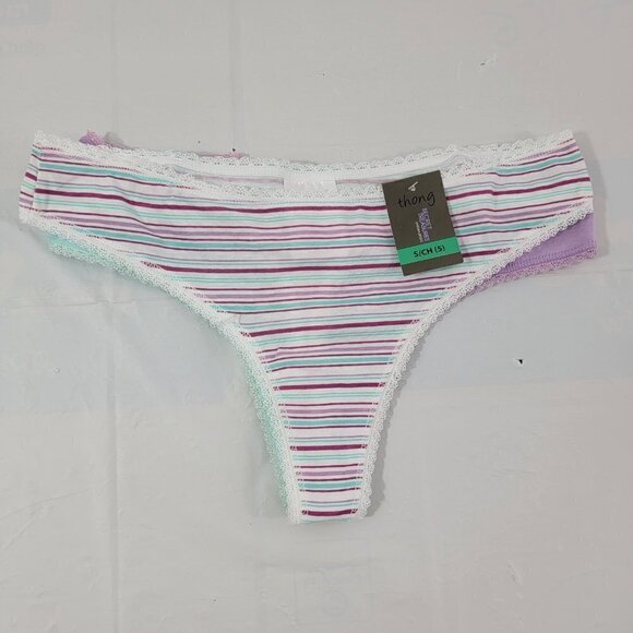 Secret Treasures Cotton Blend 3-Pack Multi-Color Women's Thong - Size Small - Picture 2 of 16